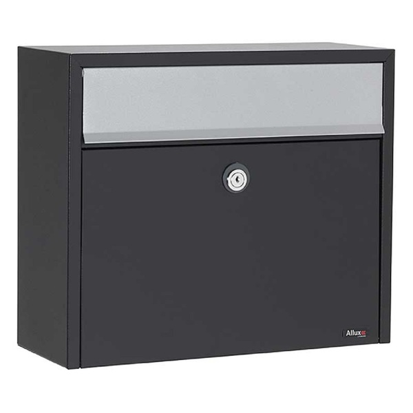 Allux Allux Series LT150 Wall Mount Mailbox in Black with Gray Flap ALX-LT150-BK